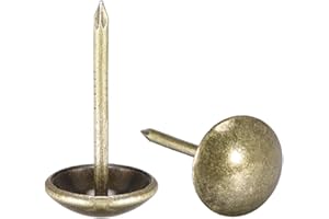 sourcing map Tapicería Clavos Tachuelas 11mm Diámetro 20mm Altura Antiguo Redondo Pulgar Empuje Pasadores Bronce Tono para Muebles Sofá Cabeceros, 80 Piezas