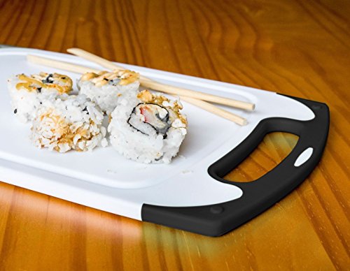 Cisixin 3 Stück Kunststoff Rutschfestes Schneidebrett Antibakterielles Schneidebrett Set, Weiß mit Schwarz Rand - 7