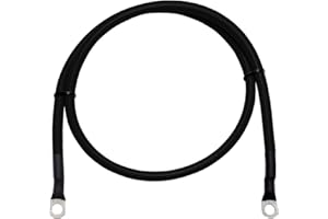 Lumonic Câble de Batterie 1,5m Câble de Masse avec Section de 10mm² Noir - Câble d'alimentation Automobile avec 2X cosses tubulaires M8 - Câble cuivre isolé certifié DIN