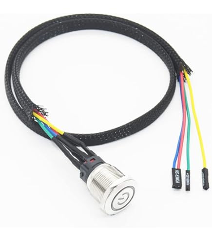 PC Power Switch Knop, Computer Desktop Switch PC Moederbord Externe Afstandsbediening Start Aan/Uit Knop met 2M Verlengkabel, met Kleurrijke LED Verlichting (blauw