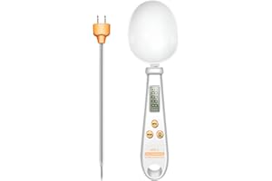 LOOCID BUY FROM HOME Cuchara Medidora digital 2 en 1, Báscula para comida en gramos + Termómetro digital de cocina, LCD, Tara, Lectura instantánea, g/oz/lb, °C/°F, Termómetro para carne.