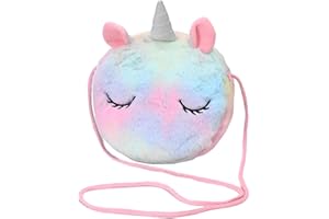 MUVONZI Kinder Umhängetasche Mädchen Handtasche Schultertasche Plüsch Geldbeutel Kindertasche Einhorn Mädchen Spielzeug (Bunt)