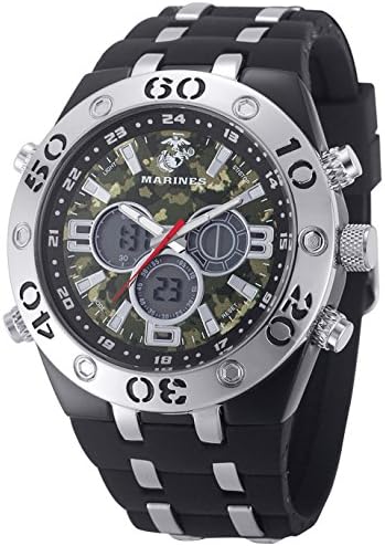 USMC Wrist Armor Men's 'U.S. Marine Corps' Quartz Metal and Rubber Casual Watch, Color:Black (Model: 37100050)