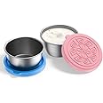 HASTHIP® 2pcs Salad Dressing Container to Go, 40ML Small Containers with Lids, Reusable Stainless Steel Sauce Cups for Lunch Bento Box, Picnic and Travel, Pink+Blue