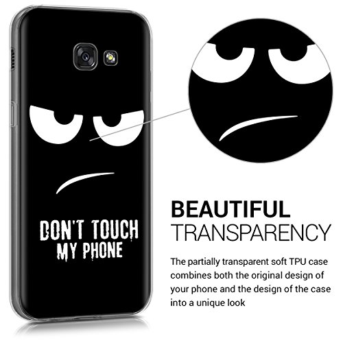 kwmobile Funda para Samsung Galaxy A5  2017  - Carcasa de  TPU  para m  vil y dise  o Don t Touch my Phone en  Blanco Negro 