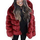 iHENGH Vorweihnachtliche Karnevalsaktion Damen Herbst Winter Bequem Mantel Lässig Mode Jacke Frauen Faux nerz Winter mit Kapuze kunstpelz Jacke warme Dicke Oberbekleidung Jacke