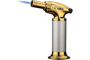 Ruspela Cuisine Brûleur à gaz butane, Cuisine Brûleur culinaire Portable étanche au vent Briquet à gaz rechargeable avec flamme réglable pour la cuisson au four barbecue Allume-gaz rechargeable