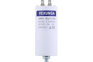 VEXUNGA Condensateur Demarrage Moteur 30uF 450V CBB60 Condensateurs de Démarrage 30 MFD 450 Volt 45x95MM Connecteur M8 30 µF 50/60Hz pour Pompe Piscine