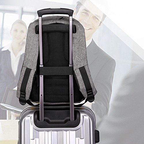 FANDARE 2018 Anti Diebstahl Rucksack 14 Zoll Laptoprucks  cke Fahrradrucks  cke Schulrucksack Daypack Arbeit Reisen Studenten USB Port Polyester Grau