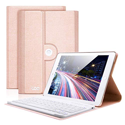 COO Funda Teclado iPad Mini 4, Funda Ultraliviano con Teclado Español Bluetooth Inalámbrico para iPad Mini 4 con Visión de Multiángulo y 360 Grados Soporte Giratorio (Champagne)