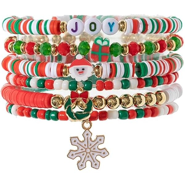 Delicati braccialetti di Babbo Natale con fiocco di neve e