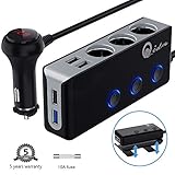 ✮【120W 3 Zigarettenanzünder-Steckdosen】Dieser Autoladegerät Splitter erweitert Ihren Zigarettenanzünder von 1 auf 3 Steckdosen. Bieten Sie eine Gesamtleistung von bis zu 120 W und eine maximale Leistung von nur einer Leistung beträgt 40 W. Alle Steckdosen werden nach internationalen Standards hergestellt, perfekt geeignet für mehrere Autogeräte wie Dash Cam, GPS, Navi, Sitzheizung, Autoluftbefeuchter, Autolüfter usw.