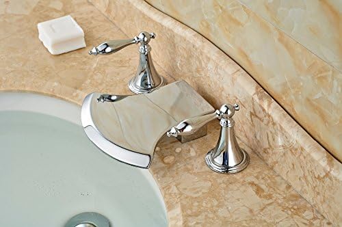 VanMe Basin Faucet Double Handles Chrome Brass Bathroom Basin Faucet 2 Handles 3 Holes Mixer Tap