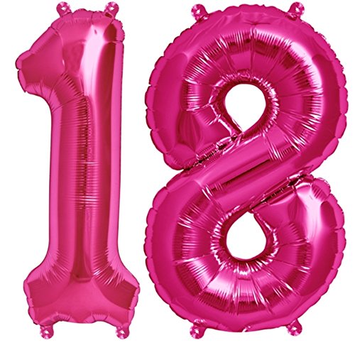 Ballon Zahl 18 Set in Pink/Silber/Gold - XXL 40"/102cm – Folienballons für Luft oder Helium als Geburtstag Geschenk, Party Dekoration oder Überraschung