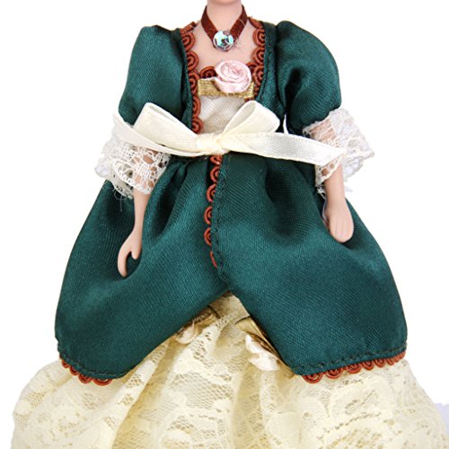 1:12 puppenstube Mini Victorian Dame Puppen mit Grün Kleid mit Hut - 4