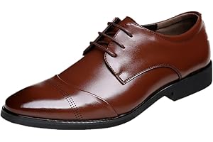 JOYTO Business Herren Anzugschuhe, Lederschuhe Schnürhalbschuhe Oxford Schuhe Smoking Lackleder Hochzeit Derby Leder Brogue Schwarz Braun 37-48