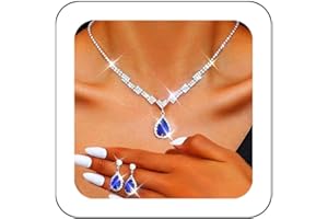 Unicra Bride Silver Bridal Necklace Earrings Set Crystal Wedding Jewelry Set Rhinestone Choker Necklace for Women and Girls