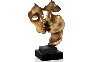 ‎UZIQUEIF Uziqueif Skulptur Deko Stille Ist Eine Golden Abstrakte Kunst Statue Dekoration Wohnzimmer Büro Bar Café Eingang Statuen Und Skulpturen,Harz,Gold