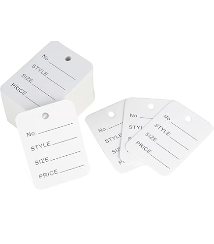 Anseom Étiquettes De Prix 1000 Pièces, 3.5x5CM Étiquettes De Magasin Pour Vêtements, Étiquettes Pratiques En Papier Perforated Price Tags, Étiquettes De Prix Papier Blanc Pour Bijoux Cadeaux Artisanat