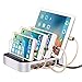 Produktbild GAOWORD Ladestation, 4 USB Ports Intelligente Erkennung Handy Tablet Station Halterung Kompatibel Für Apple Watch/Iphonex / 8 / 8Plus / 7 / 7Plus / SE / 6S / 6 Und Andere Smartphone,Silver