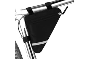 QitinDasen Borsa Triangolare Bicicletta, Borsa per Telaio del Tubo Anteriore della Bicicletta Impermeabile, Decorazione Riflettente Bifacciale (Nero)
