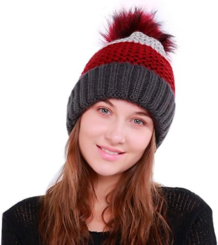 Warm Crochet Winter Wool Knit Ski Beanie Skull Caps Hat Hairy Bulb Hat women cap,WINWINTOM Women Warm Crochet Winter Wool Knit Ski Beanie Skull Caps Hat Hairy Bulb (Gray)