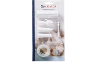 HENDI Ersatzteilset für HENDI Sahnespender, Set enthält 3 Spritztüllen, Patronenhalter, Dichtung, Ventil und Reinigungsbürste, Teile für Sahnespender, 120x30x(H)240mm, Polypropylen