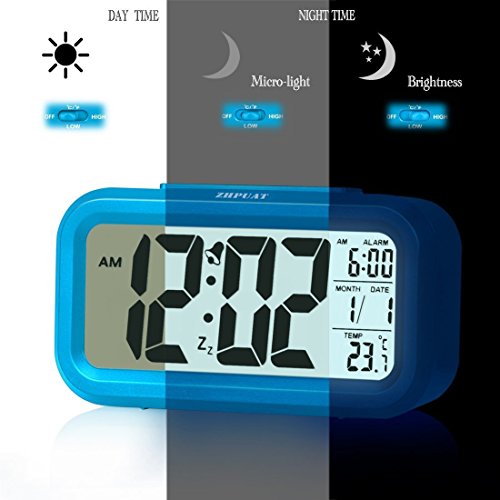 ZHPUAT Digital-Wecker Digitaluhr große LCD-Ziffern mit Hintergrundbeleuchtung Blau - 2