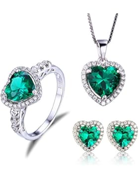 Jewelrypalace Schmuck Set Liebe Herz Grün Luxus Simulierte Nano Russisch Smaragd Anhänger Halskette 45cm Box Kette...