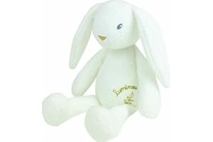 JEMINI | Peluche Lapin Luminou 30 cm | Fonctionne sans Pile | Tissu Luminou | Doudou Qui Brille dans Le Noir | Compagnon Nuit Enfant | Veilleuse Peluche Bébé | Idée Cadeau Dès la Naissance