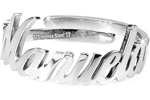 Flowers Anello Donna Con Nome in Acciaio inossidabile, Scritta Nome in Corsivo. Misura regolabile