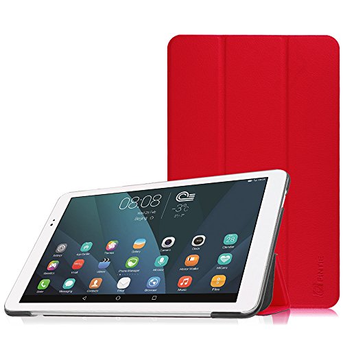 Fintie Huawei MediaPad T1 10.0 Hülle - Ultra Schlank Superleicht Ständer (SlimShell) Case Cover Schutzhülle Etui Tasche für Huawei MediaPad T1 10.0 LTE / WiFi (9,6 Zoll) Tablet-PC, Rot