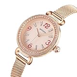 Hswt Damenmode Quarzuhr Damenuhr Edelstahl Analoge Quarzuhr Netzgurt Wasserdicht Ultradünn Edelstahlschnalle Zubehör ansehen,Gold