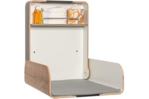 KEMMLIT Pamplona Folding Changing Table for Wall-Mounted Changing Table, Moulded Wood, Includes Changing Mat
