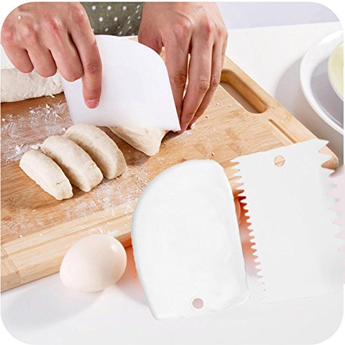 ilauke 2fach Tortenbodenschneider Tortenbodenteiler Teigspachtel Kuchenmesser mit Schneidedraht Höhenverstellbar mit 3 Patisserie Teigschaber Teigschneider Rund Eckig Kuchengarnierer Lebensmittelgeeignet und spülmaschinenfest (2fach Messer + 3er Teigspachtel) - 4