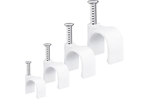 JETOP 600 Pezzi Fermacavi Muro, Fermacavo Con Chiodo Graffette Fermacavo Chiodi Fermacavo Clip Fermacavi Rotondi Bianchi Con Chiodo Graffette Clip Per Cavi 4 Mm 6 Mm 8 Mm 10 Mm Per Fissaggio Di Cavi