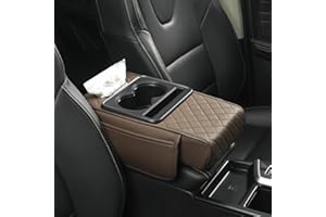 YOUNING Armlehnenbox für Fahrzeuge Universal Auto Armlehnen Auflage PU Leder Car Armrest Box Pad mit Organizer Taschen Auto Mittelkonsole Pad Auto Armlehne Box Polster Mittelkonsole Abdeckung (Kaffee)