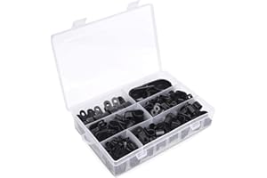 Coolty 200 Pezzi Cavo Clip, Nylon Filo Clip, R-Type Clip Plastica in Nylon Clip per Casa Ufficio Cavi Audio Auto Gestione (Nero)