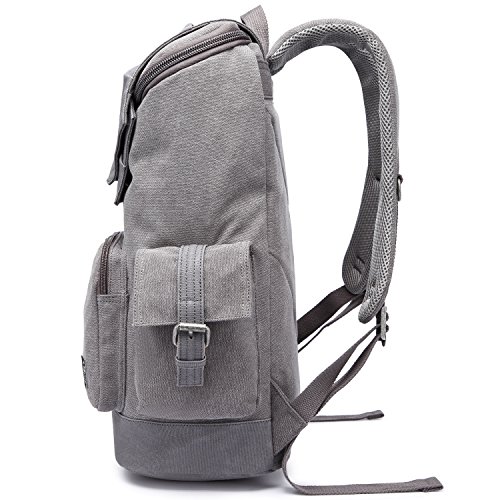 KAUKKO Damen Herren Segeltuch Rucksack Laptop Rucksäcke für Reisen Wandern - 4