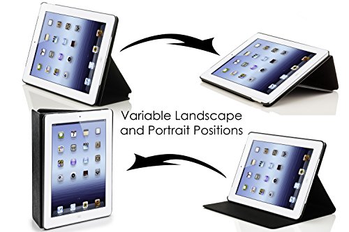 Forefront Cases® Neue Leder Hülle / Tasche / Case / Cover für Apple iPad 2 / iPad 3 / iPad 4 – Rundum-Geräteschutz und intelligente Auto-Sleep-Wake-Funktion mit 3-JAHRES-GARANTIE VON FOREFRONT CASES – inkl. Eingabestift und Displayschutz - 3