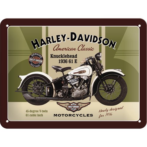 Cartel de chapa 15x20 -Harley-Davidson Knucklehead