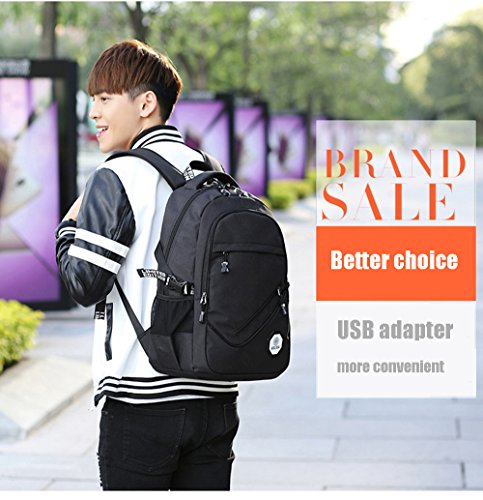 15 Zoll Laptop Rucksack mit USB Port  Nylon Wasserabweisend Arbeit Laptop Rucksack College Schultertaschen Reisetasche Wandern Rucksack f  r Damen und