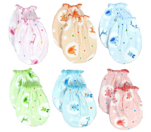 6 Pairs Mix color Scratch Mittens Gloves Cotton Baby Newborn Gift Idea