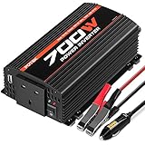 POTEK 700W Car Power Inverter 12V DC to 230V AC Converter, 5V/2A USB Port with Cigarette Lighter Adapter and Battery Crocodile Clip for Power Tools,TV,Laptops,Mobile Phones