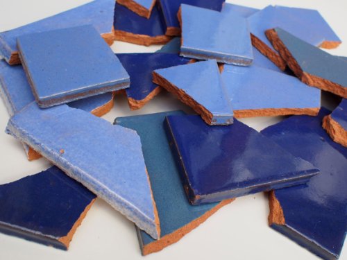 900g Bruchmosaik, Mosaikfliesen aus handgefertigten mexikanischen Fliesen - Blau Töne