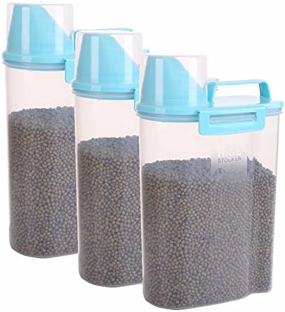 Storage Jar / Containers/Storage Boxes,Set of 3, moisture meters bucket of insect-resistant rice grains canister storage box-cylinder portable meter box-sealed cans, 2L/1,Blue [3]