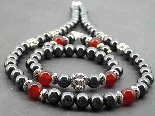 Conjunto de joyas Venezia Thurcolas con cuentas de hematita y ágata roja