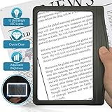 MagniPros 3X Large Ultra Bright LED Page Magnifier with 12 Anti-Glare Dimmable LEDs (Provide More Evenly Lit Viewing Area & Relieve Eye Strain)-Ideal for Reading Small Prints & Low Vision & Aging Eyes