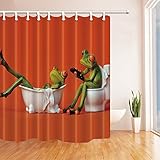 CDHBH Ganchos para cortina de ducha de una rana para inodoro, impermeables, 180 x 180 cm,...