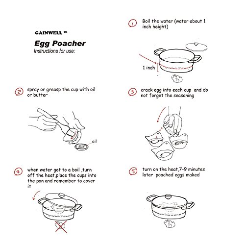 Silikon-Eierkocher zum Pochieren von Eiern – EIERPOCHIER-SET 4-teilig – Extra robust – Keine klebrigen Formen – Hohe Qualität – Einfaches Pochieren von Eiern – GAINWELLGarantie auf Lebenszeit! Ei Kocher / Luftbefeuchter / Eierkocher Tassen / Egg Pan / Eierkocher pan / Eierkocher Silikonhülsen / Eierkocher / Küche / Verlorene Eier / Eier Pochiertopf - 7